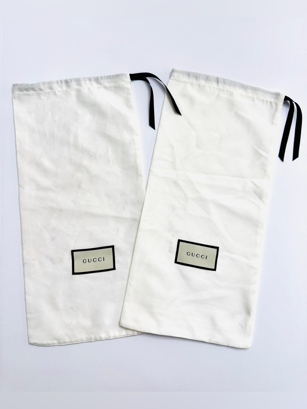 Gucci White Satin Dust Bags Set of 2-Authentic Storage Bag with Drawstring 17x8